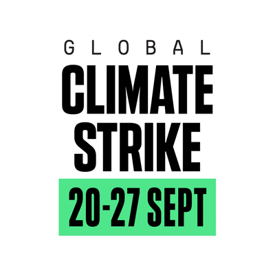 Animation of versions of the Global Climate Strike logo in 8 different languages